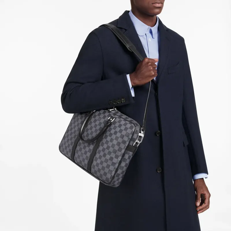 LOUIS VUITTON Canvas Briefcase, Laptop Bag, Shoulder Bag, Crossbody Bag, Handbag Trumpets Men's Black-5