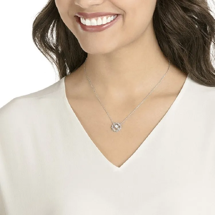 Swarovski Sparkling Dance Flower Faux Crystal Stone Necklaces Women's-4