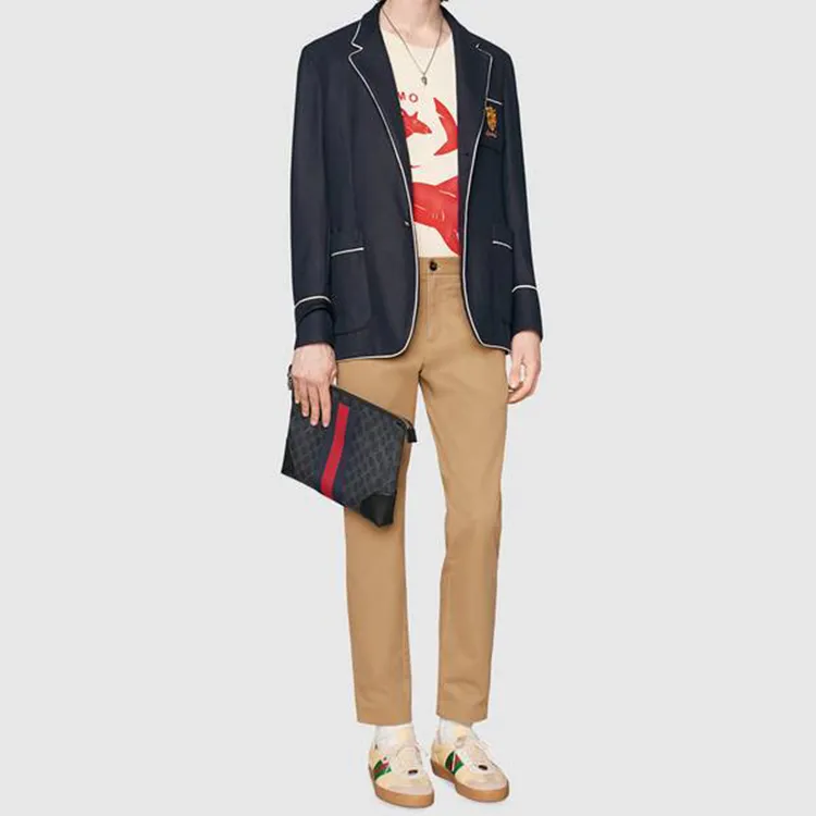 GUCCI Ophidia Canvas With Leather Clutch Men's Black Gray Color-6