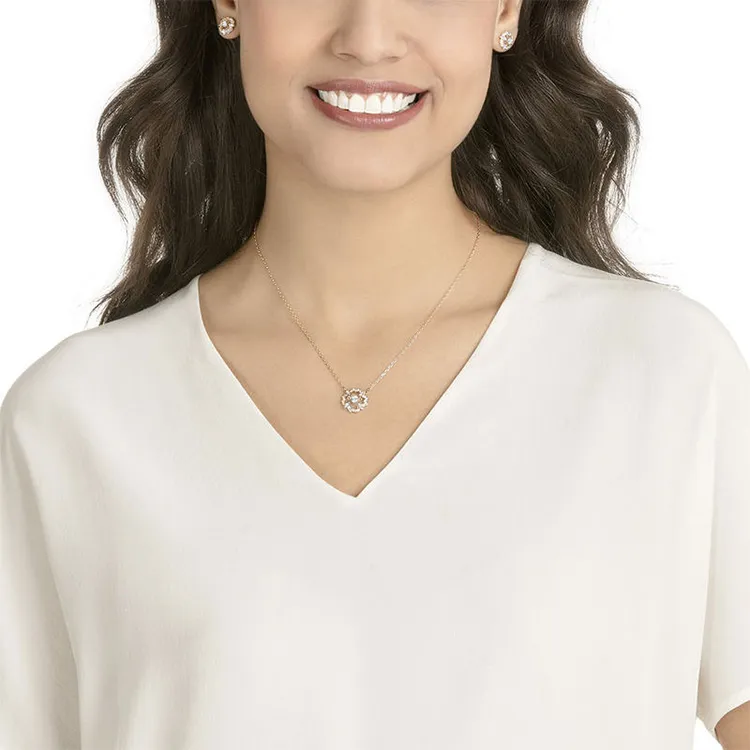 Swarovski Sparkling Dance Flower Swarovski Element Necklaces Women's Rose Gold-3