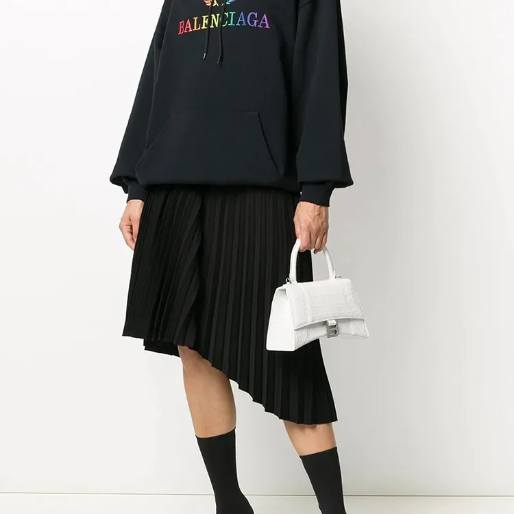 Balenciaga Hourglass Small Top Handle Bag Crocodile Embossed White-8