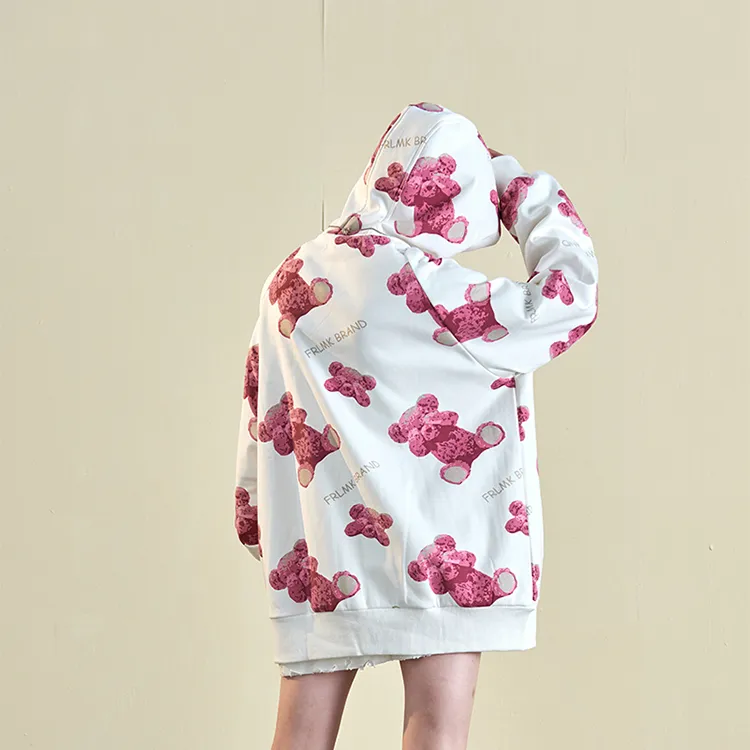 FRLMK Hooded Loose Fit Sweatshirt Unisex White-4