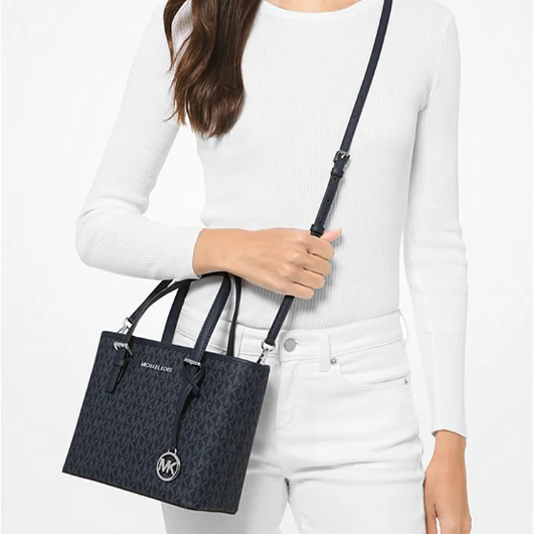 MICHAEL KORS Jet Set Polyester Tote Bag Shopping Bag Shoulder Bag Crossbody Bag Handbags Mini Women's Navy Blue-3