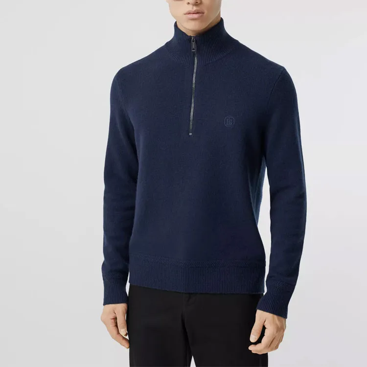 Burberry Cashmere Sweaters Men Marine Blue-1