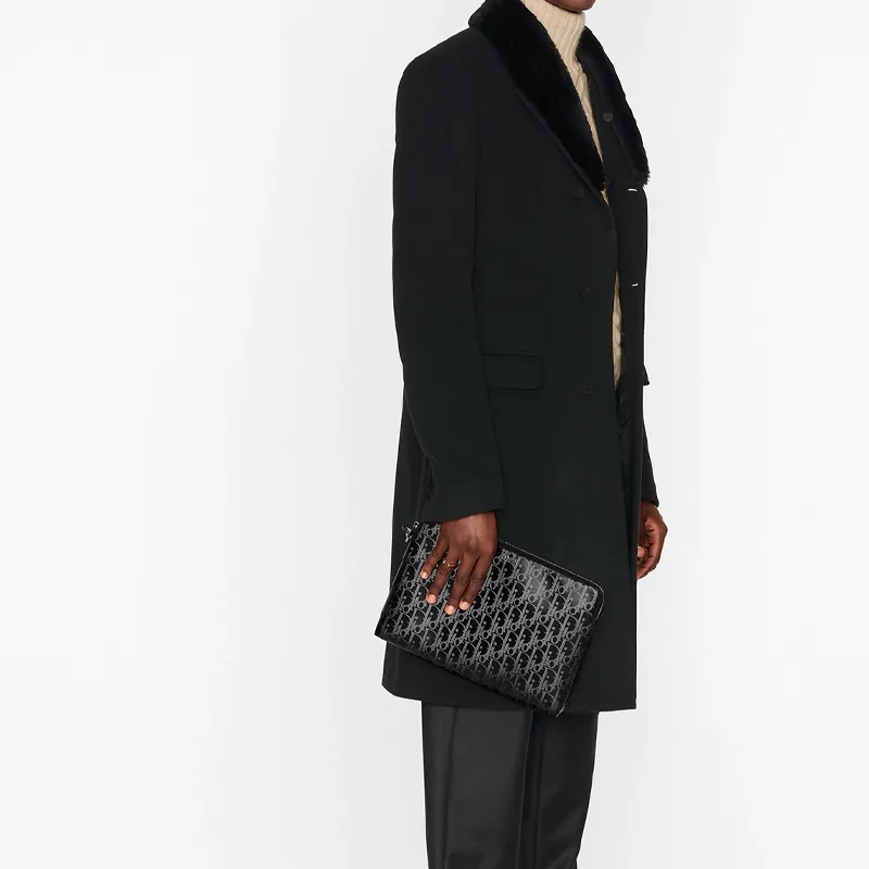 DIOR Leather Clutch Regular Men's Black-5