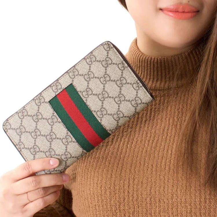 GUCCI Canvas With Leather Canvas Bag Wallet Regular Men's Light Brown-5
