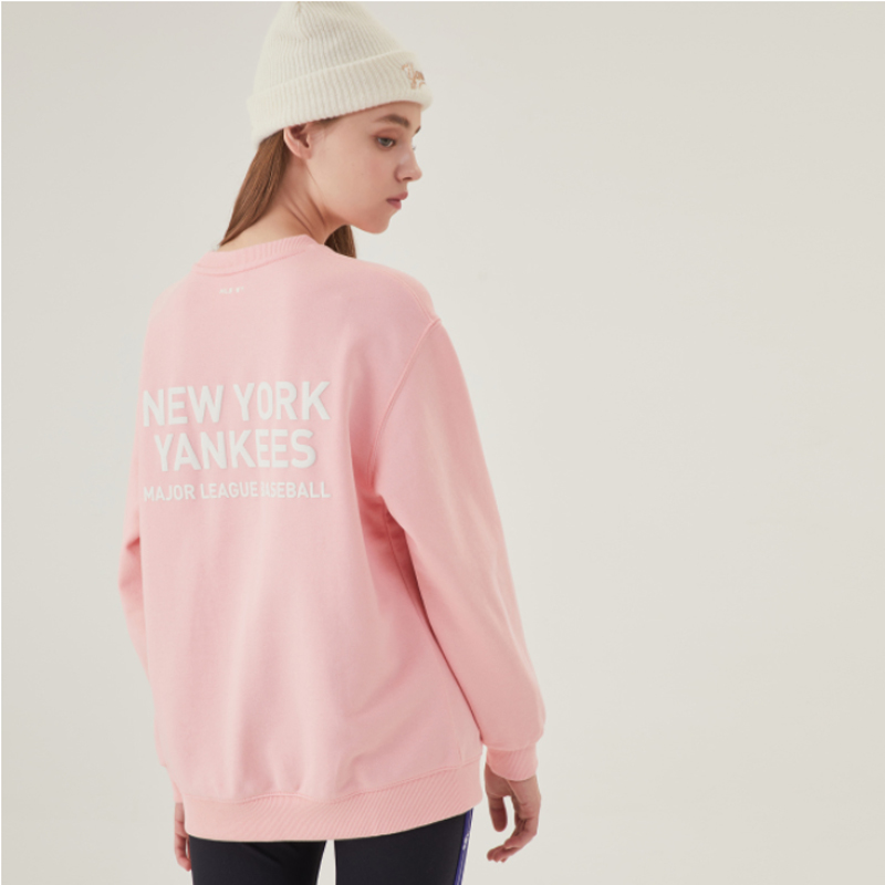 MLB Unisex Kids Basic Big Logo Sweatshirt NY Yankees Pink