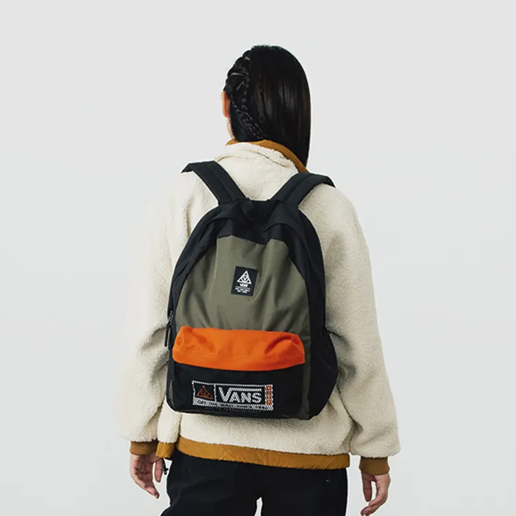 Vans Polyester Backpack Regular Unisex Black/Army Green-10