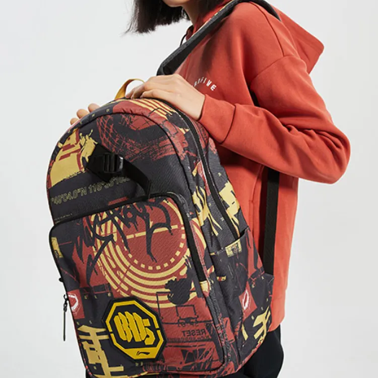 LiNing Polyester Backpack Regular Unisex Orange Red Multicolor-6