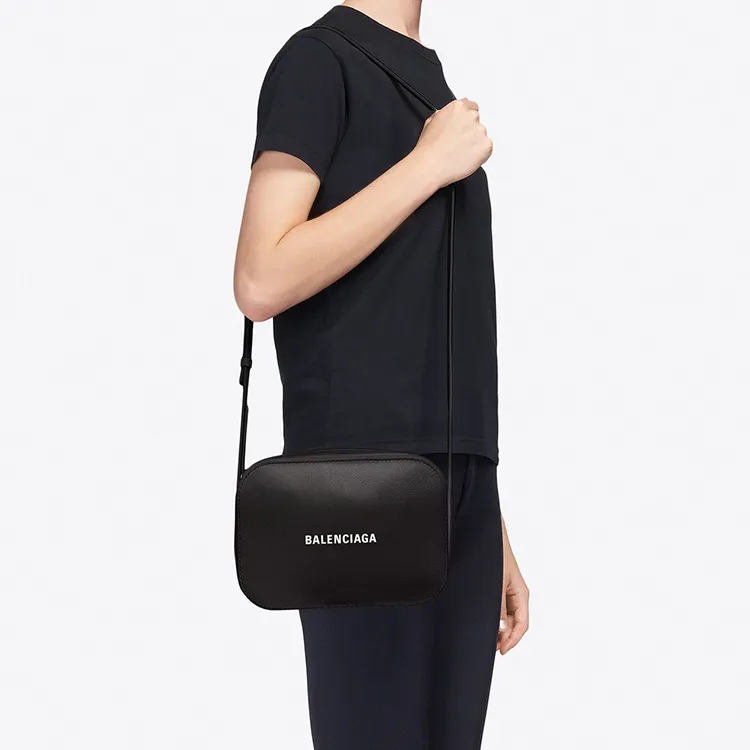 Balenciaga Calfskin Camera Bags Crossbody Bags Shoulder Bags Small Size Men's Black-4