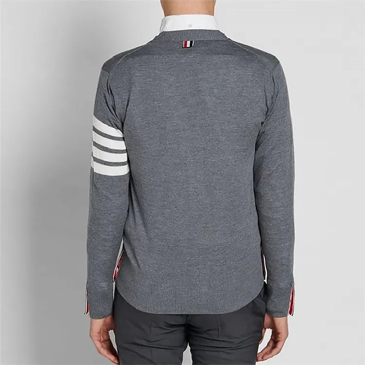 THOM BROWNE 4-Bar Striped V-Neck Cardigan-2