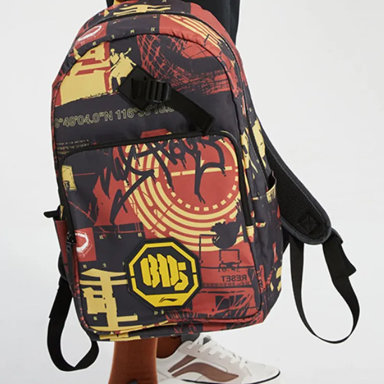 LiNing Polyester Backpack Regular Unisex Orange Red Multicolor-4