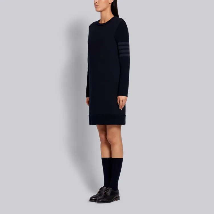 THOM BROWNE· Long Sleeved Dress Women's Marine Blue-2