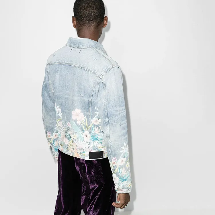 AMIRI Floral Leaf Denim Trucker Jacket-3