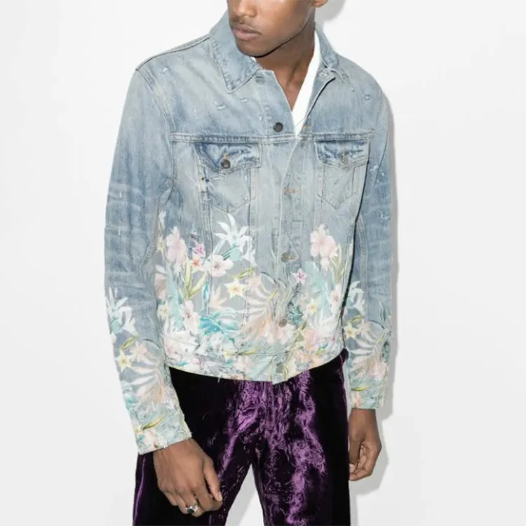 AMIRI Floral Leaf Denim Trucker Jacket-1