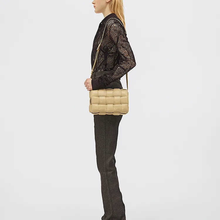 Bottega Veneta Padded Intreccio Cassette Crossbody Bag Porridge-4