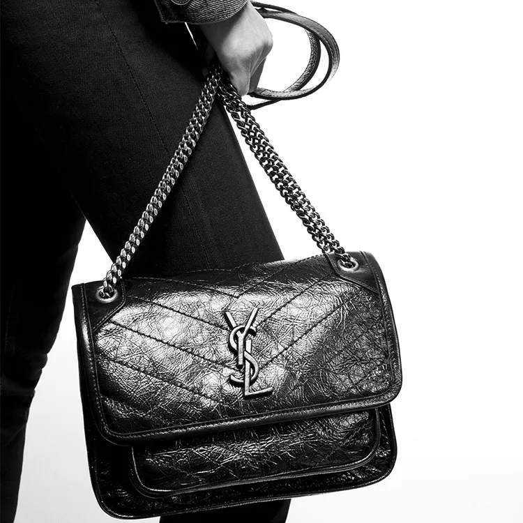 SAINT LAURENT Niki Baby Crinkled Vintage Blanc Vintage-5