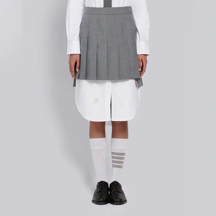 THOM BROWNE· Leather Short Skirts Summer Women's Gray-1