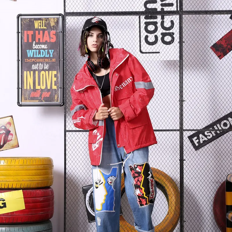 GENANX Loose Fit Jacket Unisex Red-5