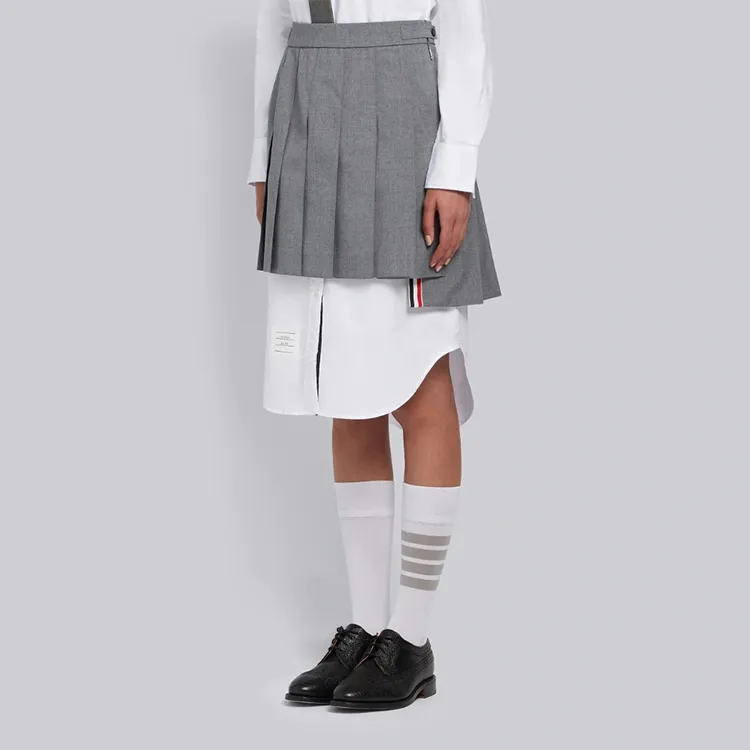 THOM BROWNE· Leather Short Skirts Summer Women's Gray-2