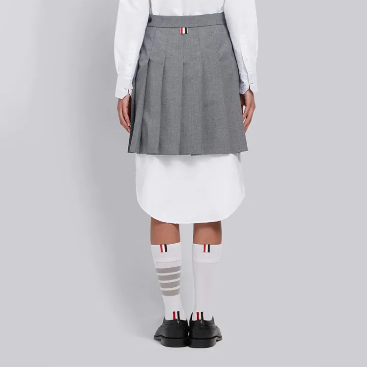 THOM BROWNE· Leather Short Skirts Summer Women's Gray-4