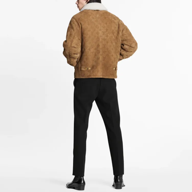 LOUIS VUITTON Leather Jacket Men's Brown-1