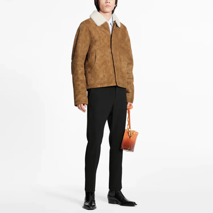 LOUIS VUITTON Leather Jacket Men's Brown-2
