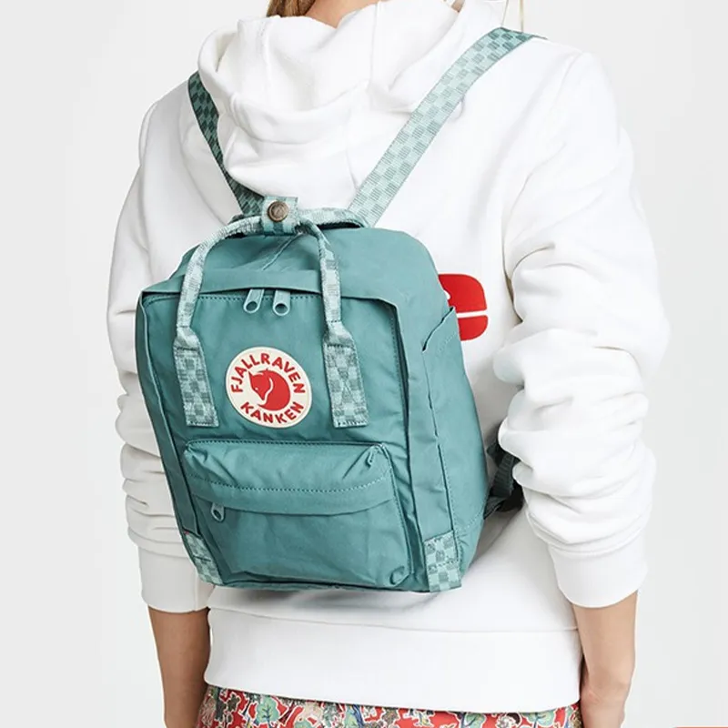 Fjallraven Leather IPad Backpack Mini Kids' Frost Green/Checkered-4