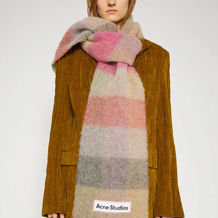 Acne Studios Logo Patch Checked Scarf-3