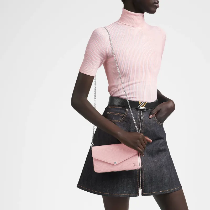 LOUIS VUITTON Pochette Felicie Epi Rose Ballerine-6