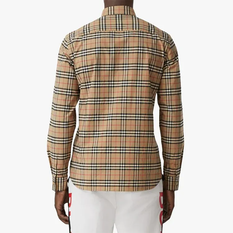 Burberry Men Small Scale Check Shirt Brown-10