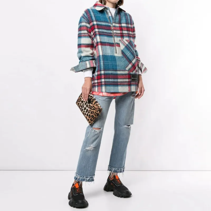 WE11DONE Plaid print Wool Shirt-3