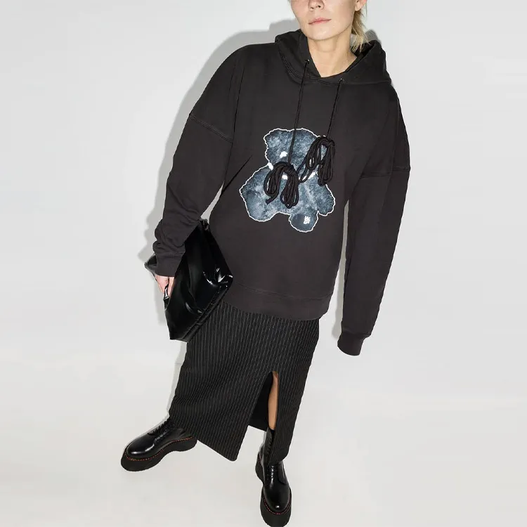 WE11DONE Pearl Necklace Teddy Hoodie-2