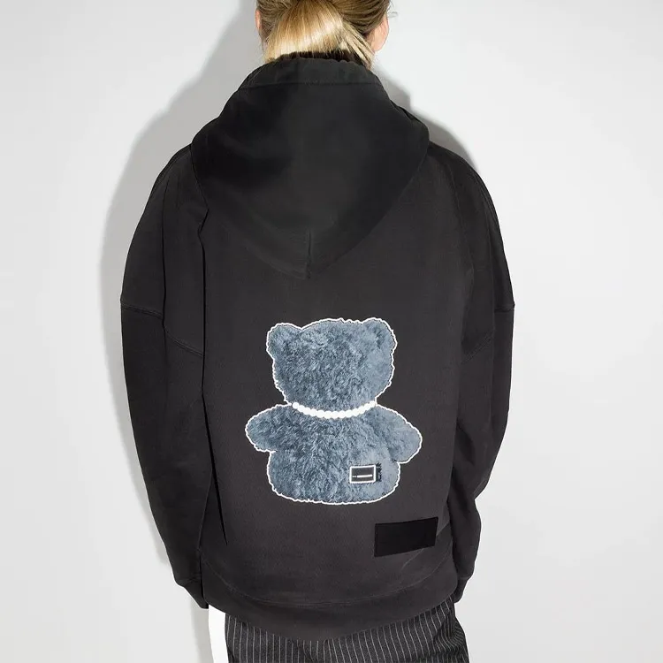 WE11DONE Pearl Necklace Teddy Hoodie-3