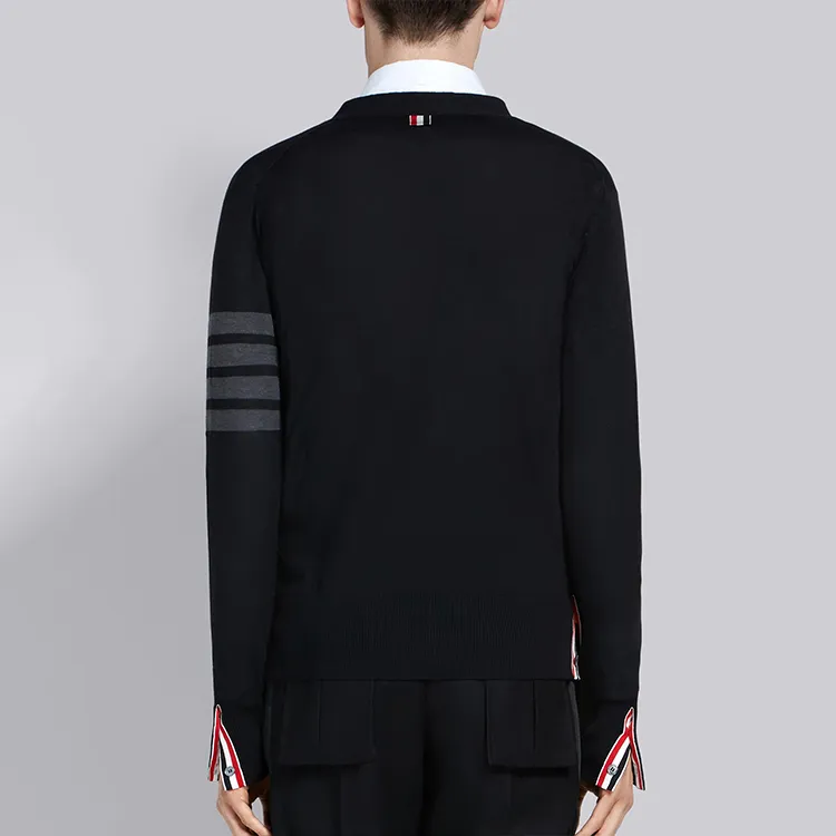 THOM BROWNE 4 Bar V Neck Cardigan-3