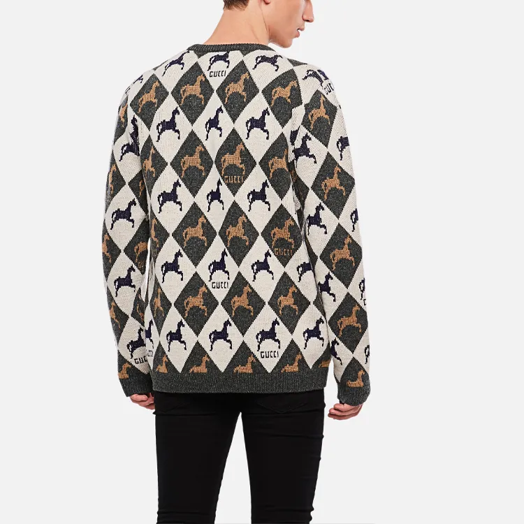 GUCCI Fitted Knitwear Men's Black Gray Color-4