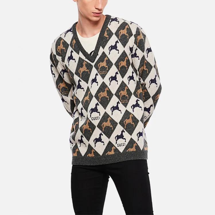 GUCCI Fitted Knitwear Men's Black Gray Color-3