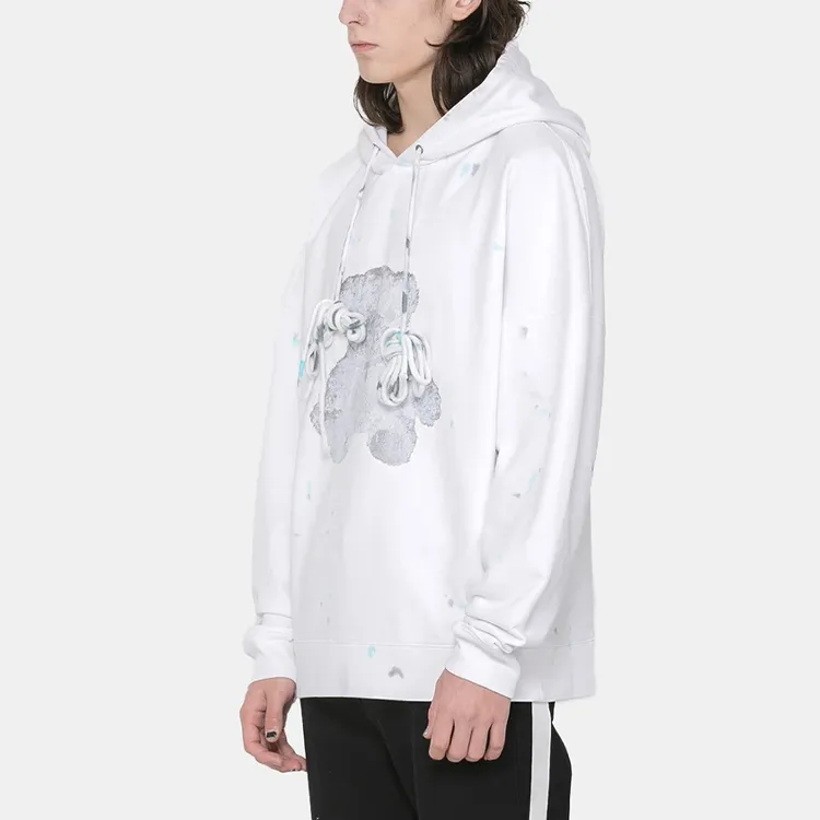 WE11DONE Pearl Necklace Teddy Hoodie-1