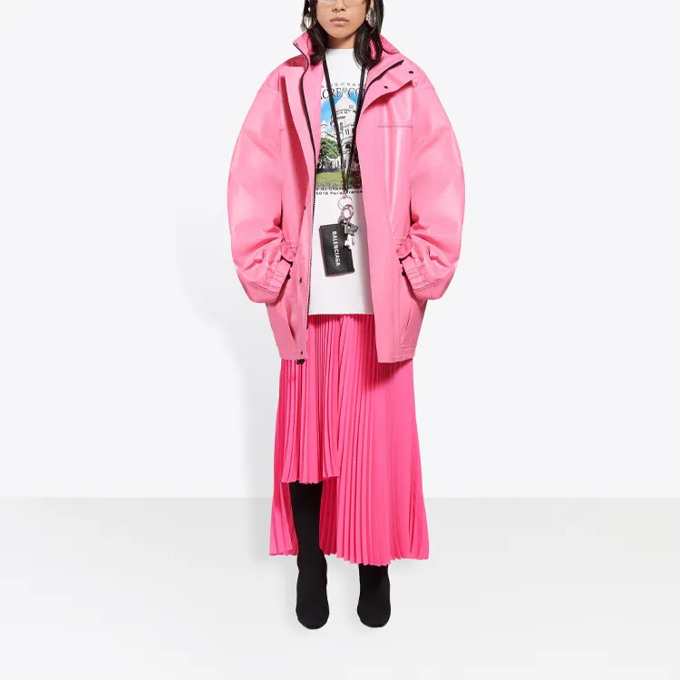 Balenciaga Assymetric Pleated Midi Skirt 'Fluo Pink'-2