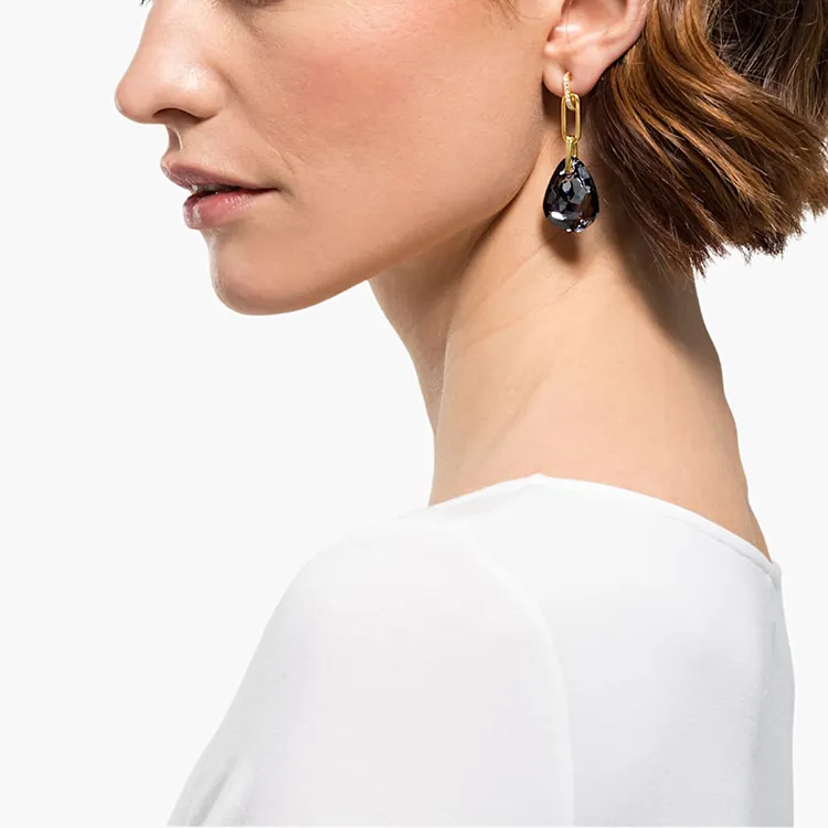 Swarovski T Bar Earrings Women's Black-3