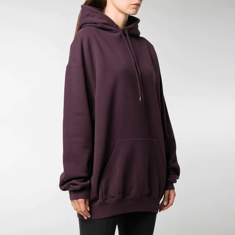 Balenciaga Women's Oversized Logo Print Hoodie Eggplant-3