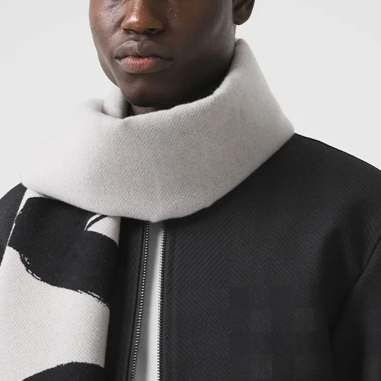 Burberry Knit Scarves Unisex Black Gray-4