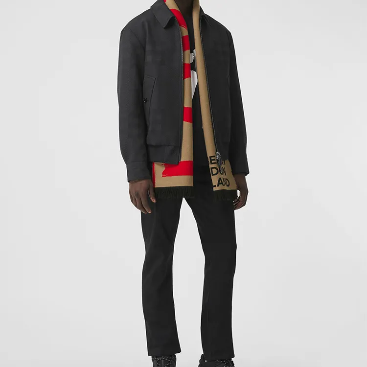 Burberry Knit Scarves Unisex Red Brown Multicolor-4