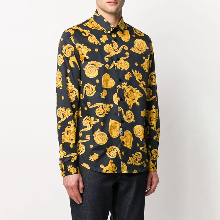 VERSACE JEANS COUTURE Shirts Men Gold Pattern-3