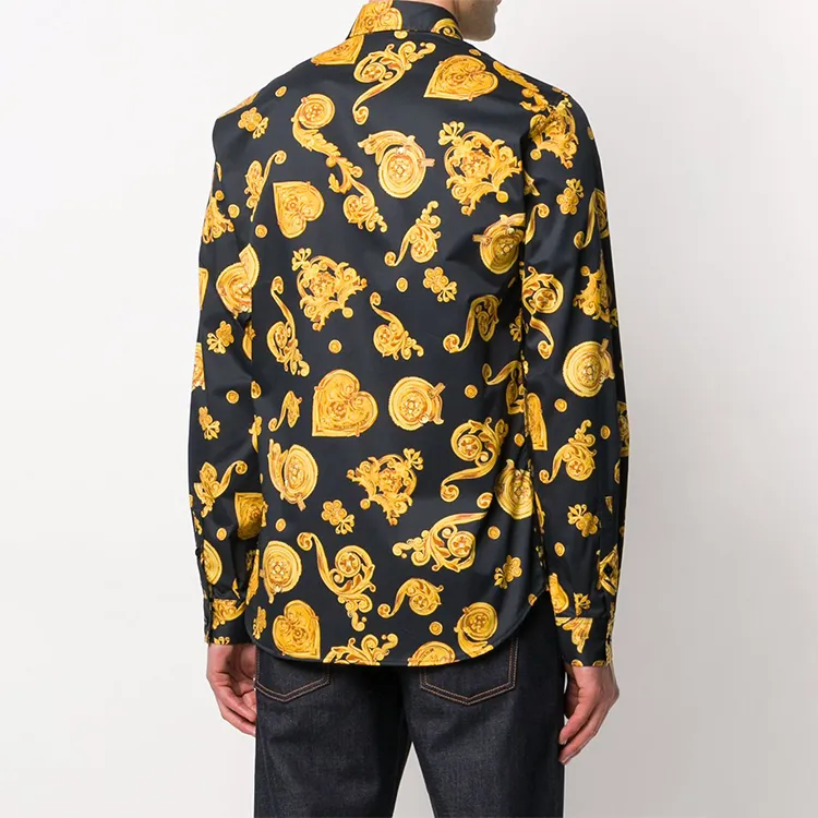 VERSACE JEANS COUTURE Shirts Men Gold Pattern-4