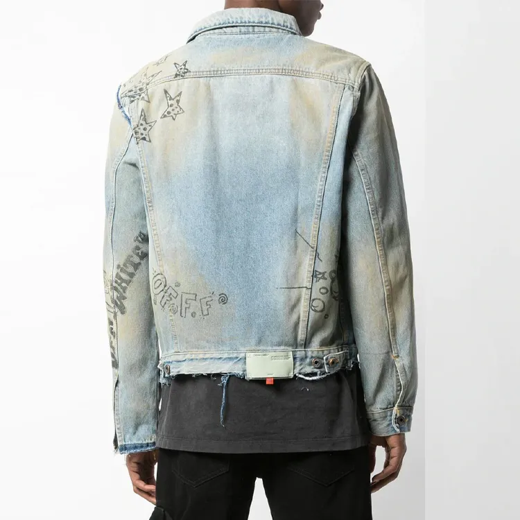 OFF WHITE Distressed Denim Jacket-3