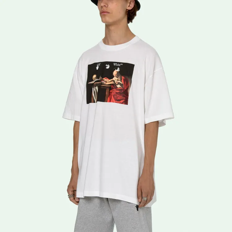 OFF WHITE Oversized Caravaggio Saint Jerome Writing T shirt-4