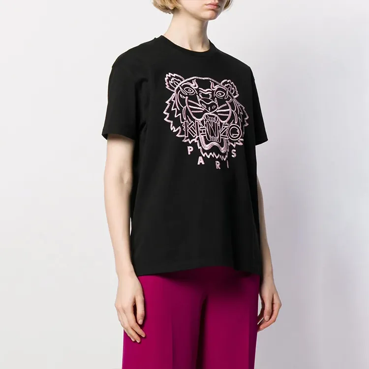 KENZO Classic Tiger Head T Shirts Women's Black-3