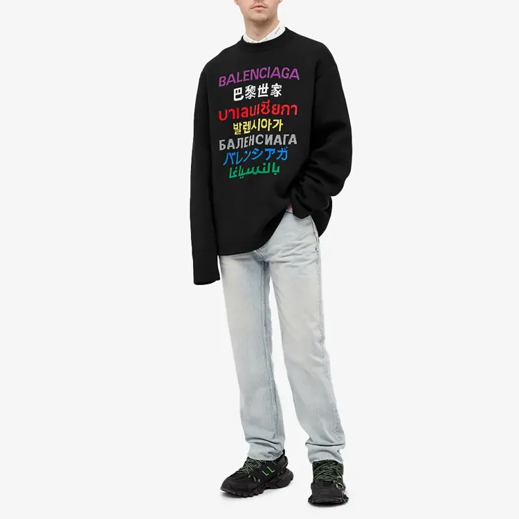 Balenciaga Knitwear Loose Fit Style Men's Black-2