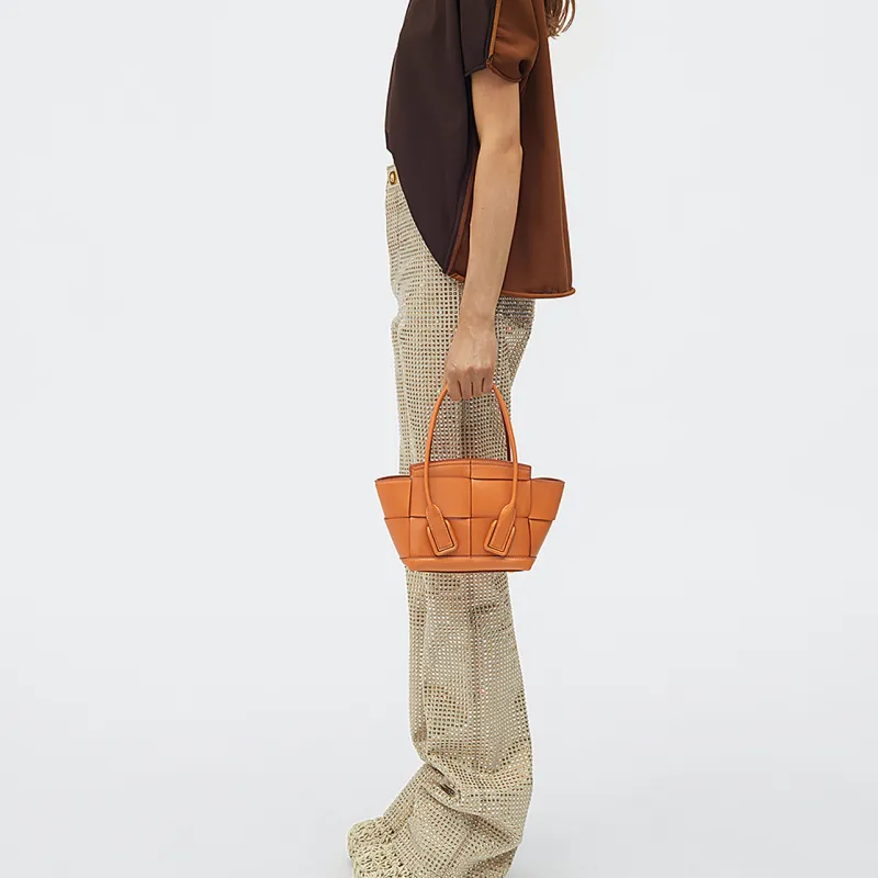 Bottega Veneta Smooth Finish Calfskin Bow And Arrow Bag, Shoulder Bag, Crossbody Handbag Mini Women's Caramel Brown-4